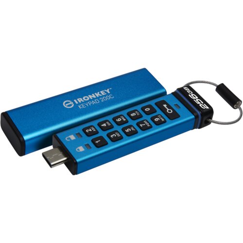 Kingston Technology IronKey Keypad 200 USB izbrisivi memorijski pogon 256 GB USB Tip-C 3.2 Gen 1 (3.1 Gen 1) Plavo Cijene