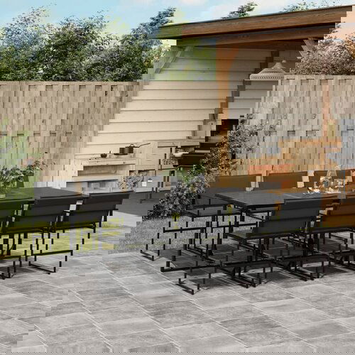 vidaXL 9-dijelni vrtni blagovaonski set s jastucima crni od tekstilena Cijene