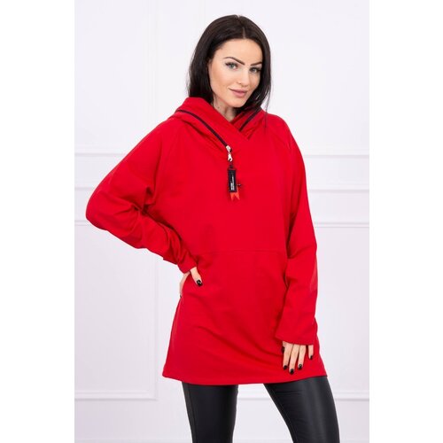 Kesi Oversize tunic with zipper on hood Red Slike