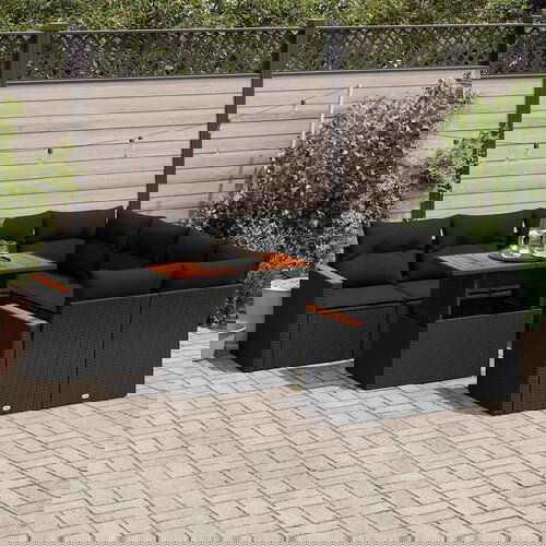 vidaXL 9-dijelni set vrtnih sofa s jastucima crni od poliratana bagrem Cijene