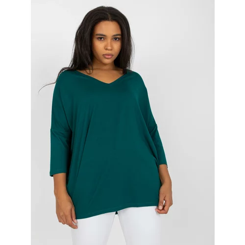 Fashion Hunters Dark green smooth viscose blouse of larger size