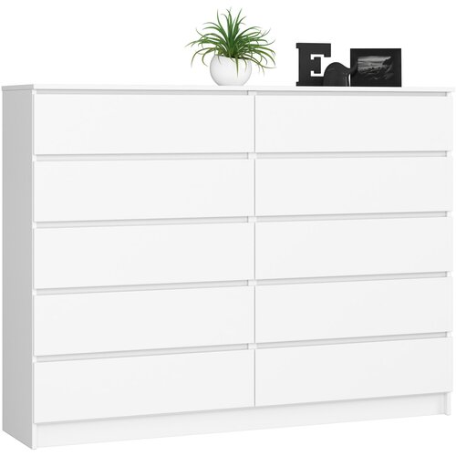 AKORD Komoda, 10 Predalov, Bela, (5000332384) Cene