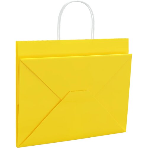 Papirnate vrećice 250 kom s ručkama žute 32x22x24 cm Slike