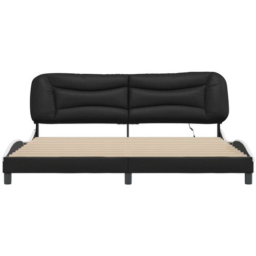  Okvir kreveta LED crno-bijeli 200 x 200 cm umjetna koža Slike
