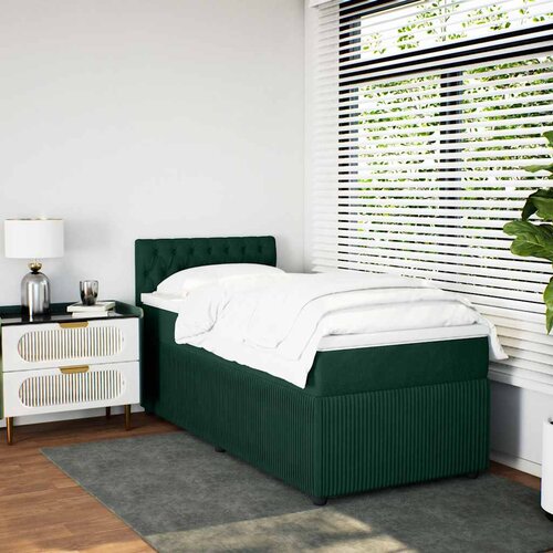 Box spring krevet s madracem tamnozeleni 90x190 cm bar&amp;scaron;unasti Slike