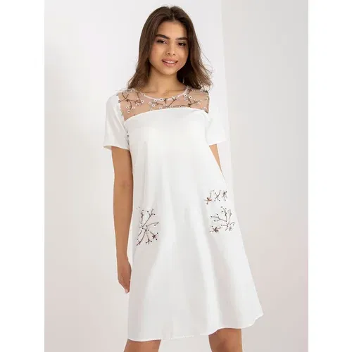 Fashion Hunters Ecru Cocktail Dress Short Sleeves