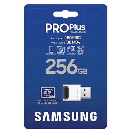 Samsung PRO Plus micro SDXC 256 GB U3 A2 V30 pomnilni&scaron;ka kartica (MB-MD256SB/WW), (20569230) Cene