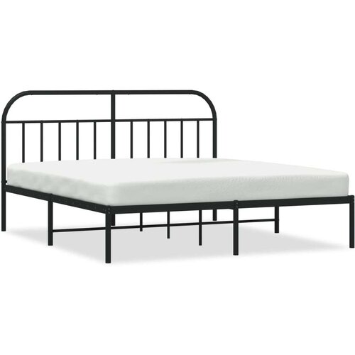 VidaXL Metalni okvir za krevet s uzglavljem crni 180x200 cm Slike