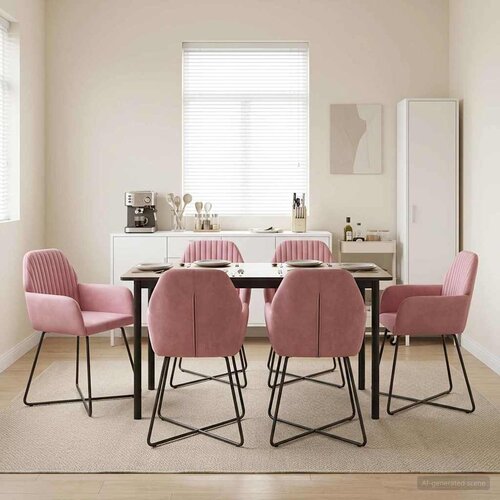 Trpezarijske stolice 6 pcs Baršun Ružičasta 55 x 50 x 84 cm Cene