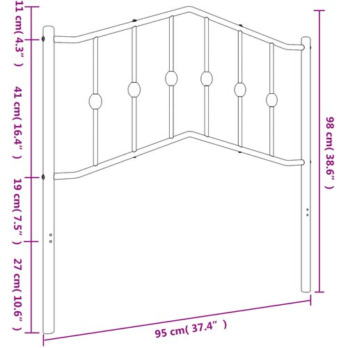  Metalno zamjensko uzglavlje bijelo 90 cm Slike
