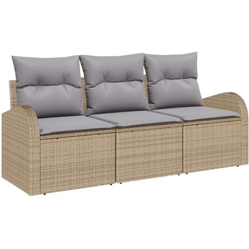  set 3 manjših vrtnih sofa z blazinami bež poly ratan Cene