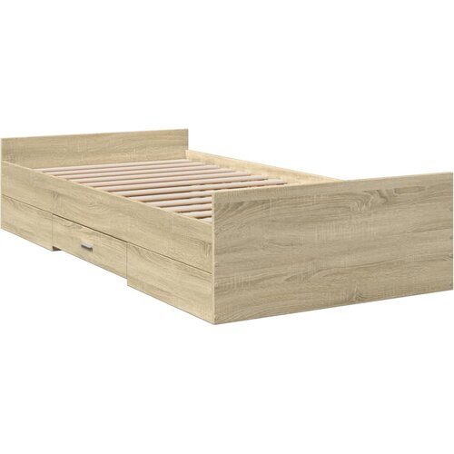  Okvir za krevet s ladicama boja hrasta 90x200 cm Smeđa 90 x 200 cm Slike