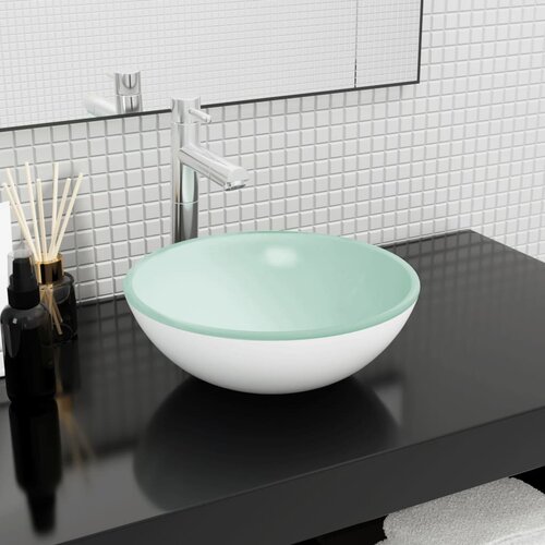 vidaXL Umivalnik kaljeno steklo 35x12 cm bel Cene