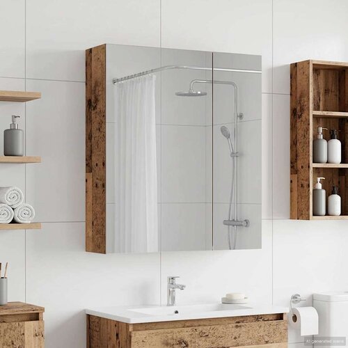 Kupaonski ormar s ogledalom Staro drvo 60 x 14,5 x 70 cm Cijene
