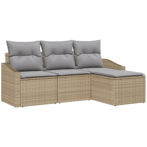 VidaXL set od 4 kauča za vrt s jastucima bež poli rattan Slike