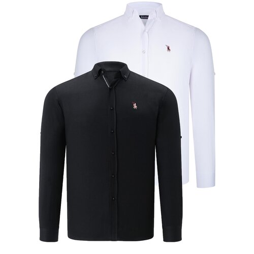 Dewberry DUAL SET G674 MENS SHIRTS-WHITE-BLACK Slike