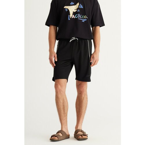 AC&Co / Altınyıldız Classics Men's Black Standard Fit Normal Fit Comfortable Knitted Shorts Slike