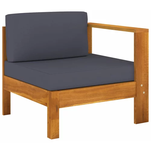 vidaXL Srednja sofa s 1 naslonom za ruke tamnosiva od bagremovog drva