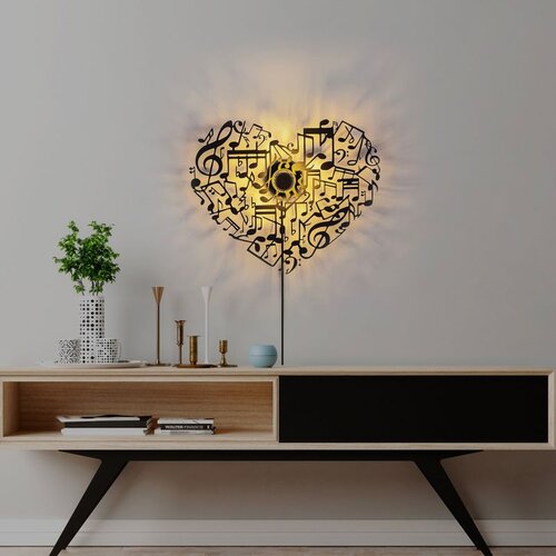Opviq musical heart black wall lamp Cene