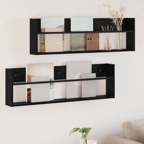  Polica za časopise s policom 2 pcs Crni hrast 100 x 12 x 30 cm Cene
