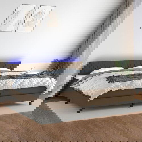 The Living Store Box spring postelja z vzmetnico LED temno rjava 200x200cm blago - Box Spring Postelja, (21520884) Cene