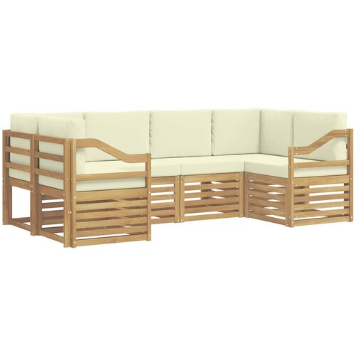 vidaXL Kotna sedežna garnitura z blazino 6 pcs Bela in krem Poliester, (5000269605) Cene
