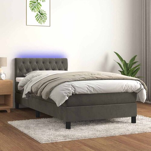  box spring s madracem LED tamnosivi 100x200 cm baršun Cene