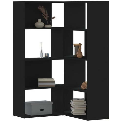 vidaXL Kutni regal za knjige s 4 razine crni 85 x 85 x 140 cm drveni Cijene