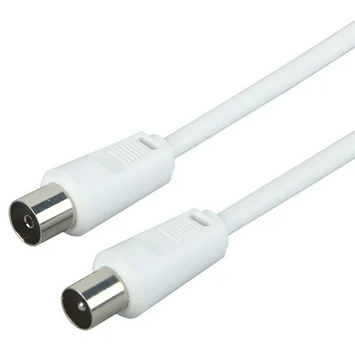 SCHWAIGER Priključni kabel za antenu (5 m, Bijele boje, 75 dB, IEC utikač, IEC utičnica)