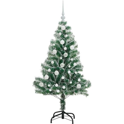 VidaXL Umjetno Božićno Drvo s Snježnim Flokom i LED Svjetlom 120 cm Slike