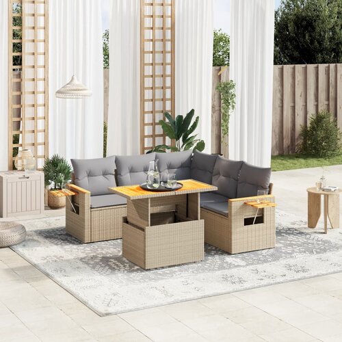 vidaXL 6-dijelni set vrtnih sofa s jastucima bež od poliratana Cijene