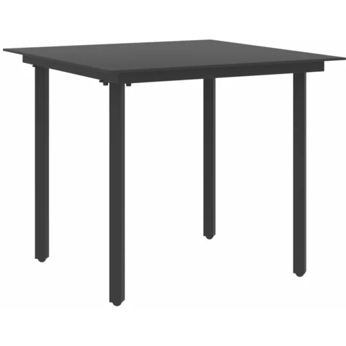  Vrtni blagovaonski stol crni 80 x 80 x 74 cm od čelika i stakla