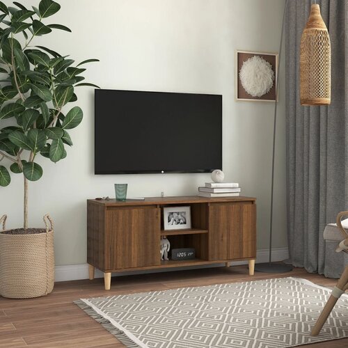 VidaXL TV ormarić s nogama od masivnog drva 103,5x35x50 cm boja hrasta Slike