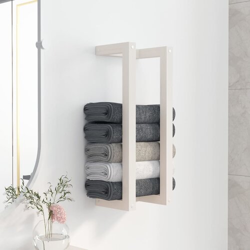 VidaXL Stalak za ručnike bijeli 23 x 18 x 60 cm od masivne borovine Slike