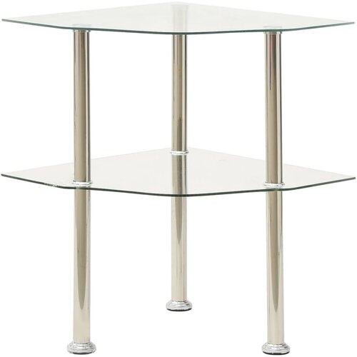 VidaXL 322793 2-Tier Side Table Transparent 38x38x50 cm Tempered Glass Slike