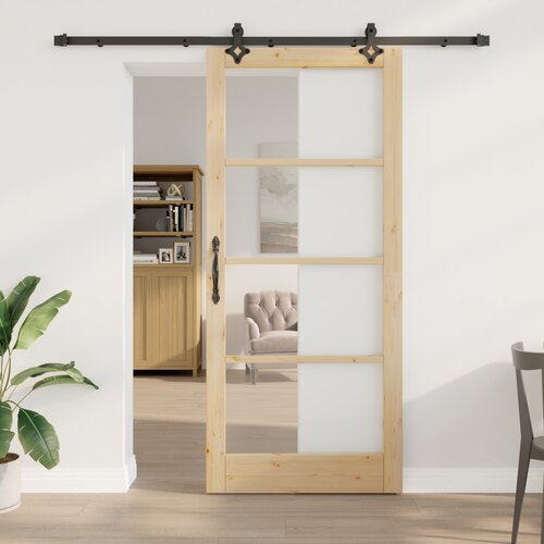 vidaXL Drsna vrata s kompletom opreme 'ORKDAL'Masivna lesena in steklena vrata, Notranja vrata s steklom 'ORKDAL'93x211x4 cm Masivna lesena bor Cene