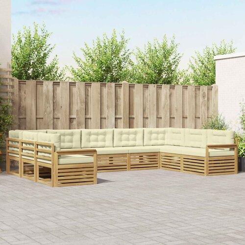  Set vanjskih sofa 9 pcs Bijela i krem Čvrsto drvo akacije Cijene