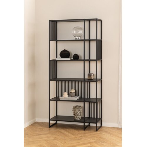 Actona Črn regal v kamnitem dekorju 85x185 cm Strington &amp;ndash; Slike