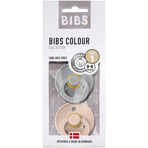 Bibs Colour Natural Rubber Size 1: 0+ months duda Cloud / Blush 2 kom Slike