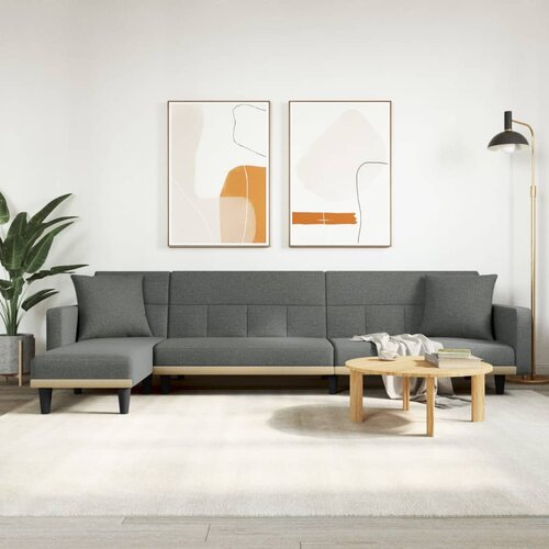 VidaXL Kutna garnitura na razvlačenje tamnosiva 275x140x70 cm tkanina Slike