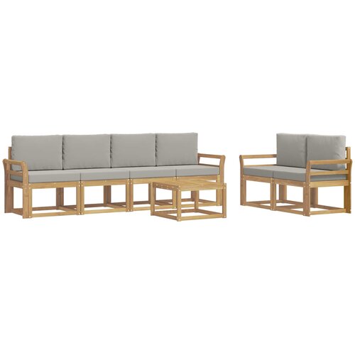  Set vanjskih sofa 7 kom. Bijela i svjetlosiva Poliester Smeđa 59 x 59 x 37 cm Slike