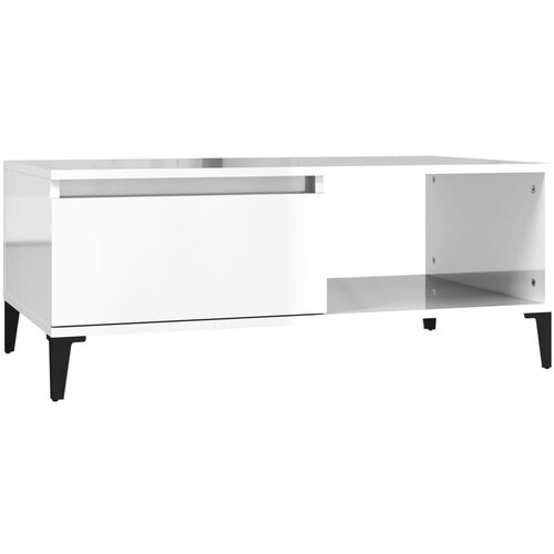 Maison Chic Klubska mizica - kavna mizica - Nizka mizica visok sijaj bela 90x50x36,5 cm inženirski les, (21752849) Cene
