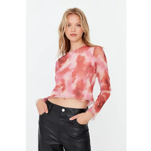 Trendyol Multi Color Crop Tulle Knitted Blouse