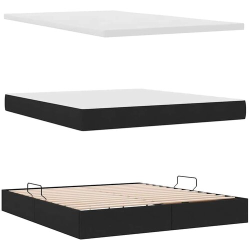 VidaXL Krevet s od storage s madracem Crna 180 x 200 cm Lažna koža Slike