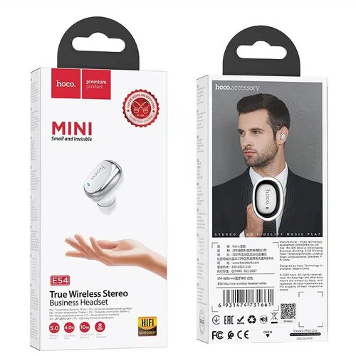 Hoco. mia mini E54 bluetooth slu&amp;scaron;alka za telefoniranje bela Slike