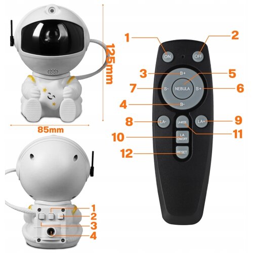  LED RGB projektor LED/5W/5V astronaut + daljinski upravljač Slike