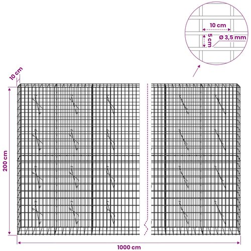  Gabion s žicom debljine 3,5 mm i mrežom 5x10 cm 1000x10x200 cm Slike