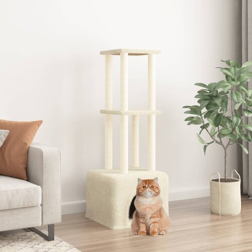 VidaXL Penjalica za mačke sa stupovima za grebanje krem 133 5 cm Slike