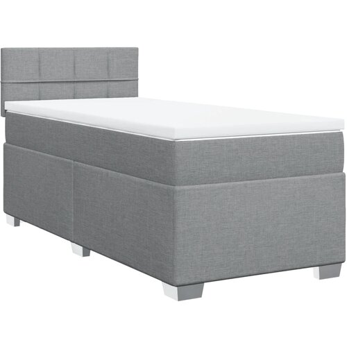 vidaXL Box spring postelja z vzmetnico svetlo siva 90x200 cm blago, (21291139) Cene