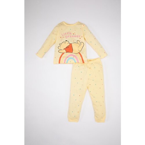 Defacto Baby Girl Disney Winnie The Pooh Long Sleeve Combed Cotton Pajama Set Slike